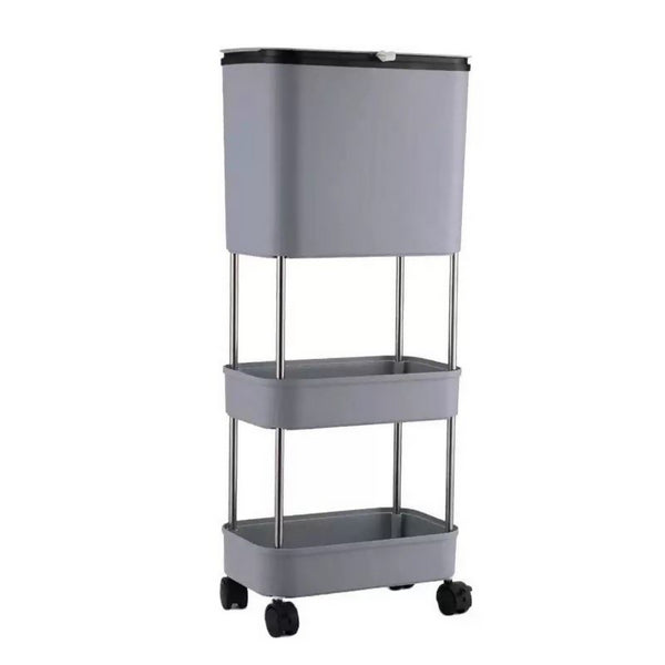 Kitchen Three-Layer Mobile Trash Can - Grey