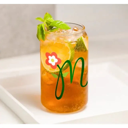 Cocktail Glass with Bamboo Lid and Straw