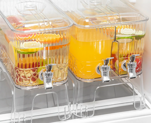 5.5L Plastic Transparent Juice Beer Barrel for High-end Restaurants with Four Cups in Stock-DOUBLE