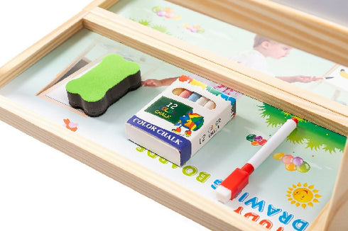 Multifunctional Foldable Magnetic Wooden Easel Board With Drawing Accessories