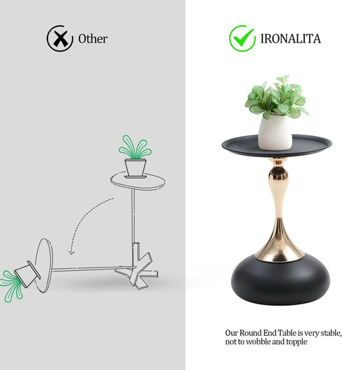 Small Black Round Side Table Pedestal