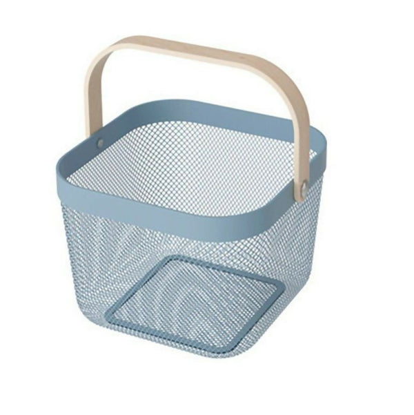 Modern Mesh Wire Basket With Wooden Handle