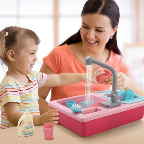 Kids Play Kitchen Sink with Running Water