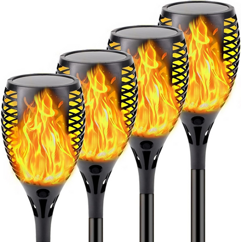 1pcs Flickering Flame Waterproof Landscape Solar Torch Lights With Auto On