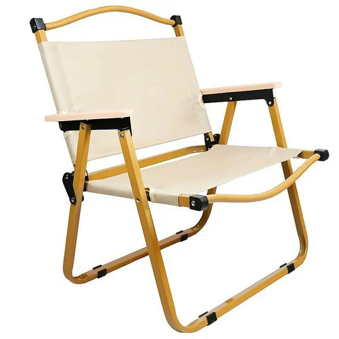 Outdoor Folding Portable Camping Chair - Wooden Armrest