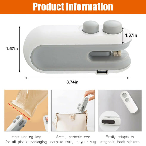 2 Pack USB Rechargeable Portable Food Plastic Bag Vacuum Mini Sealing Machines