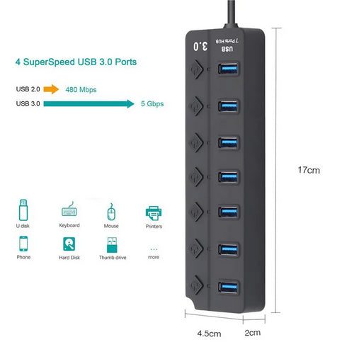 Multi Laptop PC HUB USB 3.0 Hub for PC Computer