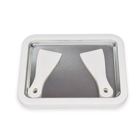 Instant Ice Cream Maker Pan and Scraper with Food Grade Stainless Steel -white