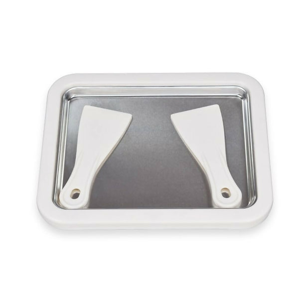 Instant Ice Cream Maker Pan and Scraper with Food Grade Stainless Steel -white
