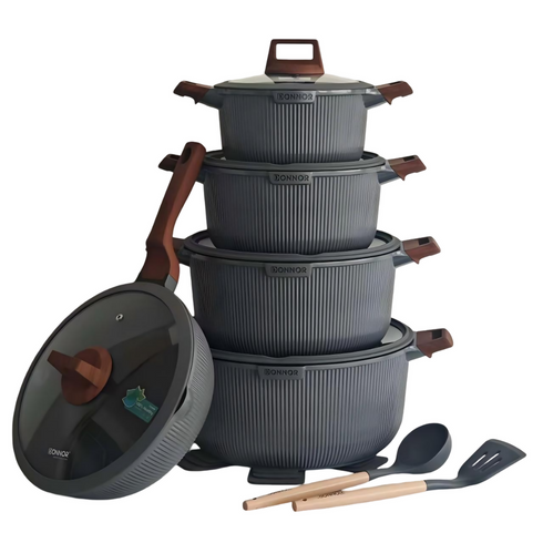 15-Piece Non-Stick Vertical Lines Soup Pot Set