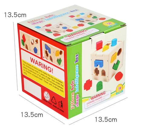 Wooden Geometric Shape Sorting Cube Box