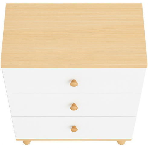 Modern Wooden 3-Drawer Bedside Table with White Finish