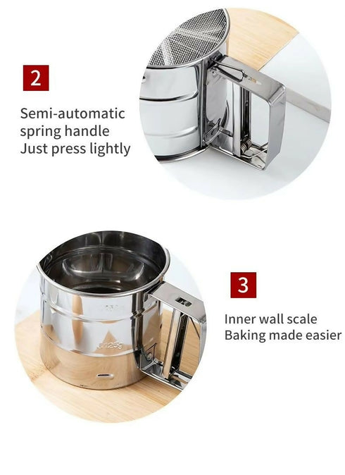 Stainless Steel Semi-automatic Hand Flour Sieve