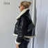 Faux Fur Crop Leather Jacket