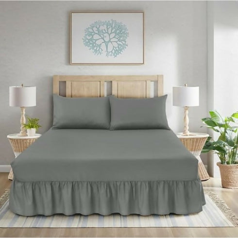 Frilled Valance Fitted Sheet-Easybed sheet Set polyster - 5 Piece