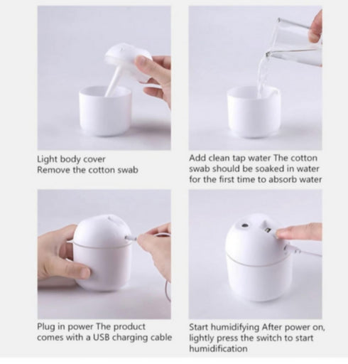 Colourful Mini Egg Humidifier With LED Lights - White