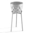 3 flower pots with metal stand-white