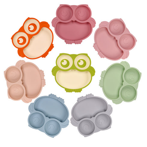 Owl-shaped Anti-slip Silicone Baby Tableware.