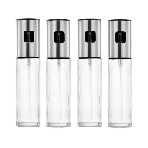 Oil & Vinegar Glass Spray Bottle (100ml) Set of 4 - Silver