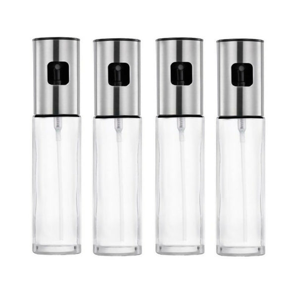 Oil & Vinegar Glass Spray Bottle (100ml) Set of 4 - Silver