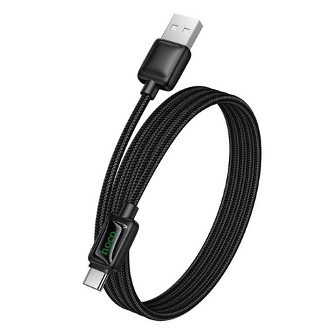 Mundo 1.2m 3A USB to Type-C Charging Data Cable with LED(Black)