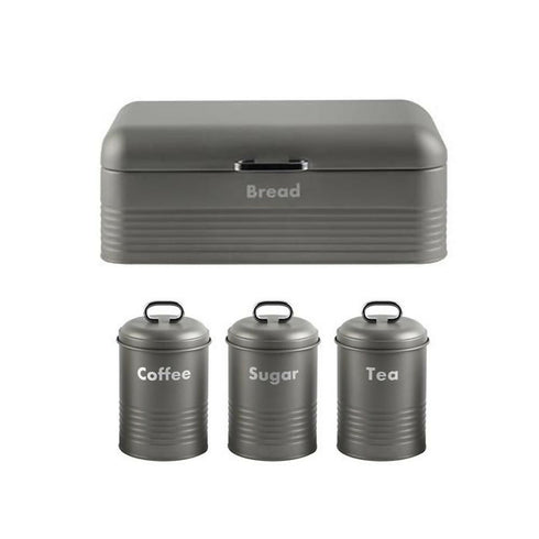 Portable Stainless Steel Bread Bin And Canister Set - Red