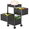 Rotating Vegetable Storage Shelf Square Storage Trolley on Wheels 360° Movable Veg Rack (3 Layers, Black)