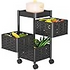 Rotating Vegetable Storage Shelf Square Storage Trolley on Wheels 360° Movable Veg Rack (3 Layers, Black)