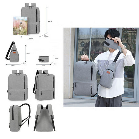 Men Daily USB Charging Port Waterproof Laptop Backpack.