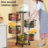 5 Tier Fruit Shelf Basket Storage Rack Rotating Wheels