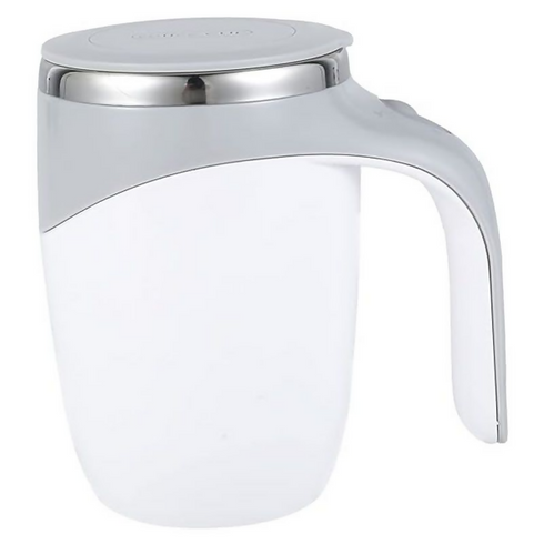 Stainless Steel Lazy Coffee Cup Automatic Magnetic Self Stirring Mug - White