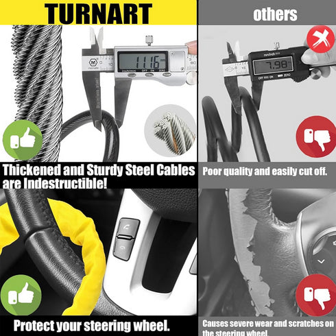 Car Steering Wheel Lock Wire Rope Lock Safety Anti-theft Lock - Yellow