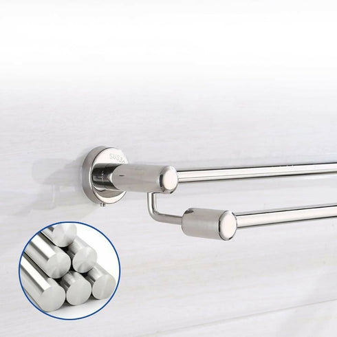 Stainless Steel Double Towel Bar Screw-in Wall Towel Holder Wall