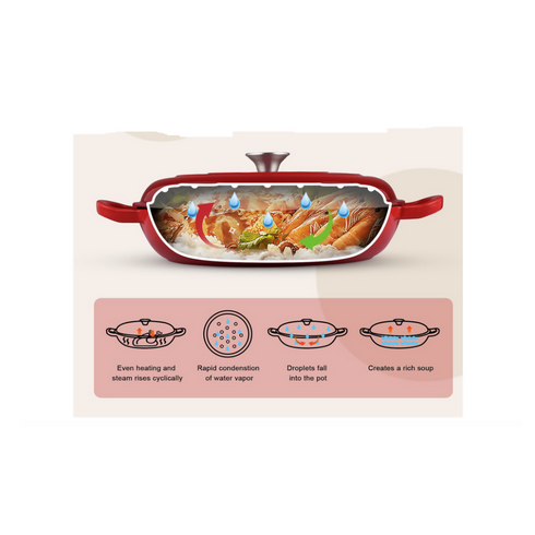 30CM Cast Iron Shallow Casserole Red
