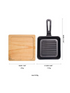 Square Cast Iron Sear and Serve Skillet and Wooden Serving Board - 1 Pack