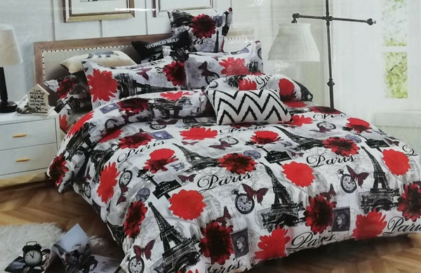 Red Eiffel Tower Duvet Cover Set