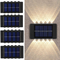 4 Pack Solar Wall Lights Outdoor, 10 LED Solar Fence Light Waterproof Outdoor Up and Down Garden Fence Lighting for Yard Garage Porch Deck Pathway Decoration