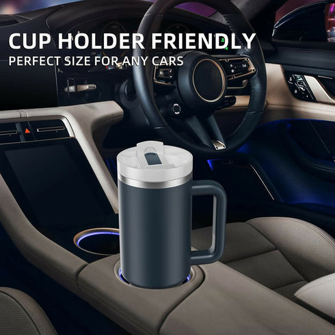 1.2L Tumbler with Handle Straw Lid, Stainless Steel Travel Mug - Stormy Sea