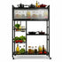 Kitchen Storage Rack with Sliding Door - Black Metal, on Wheels