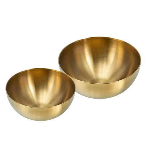 Stainless Steel Elegant Salad/Soup/Ramen Serving Bowls - 20cm and 24cm - 2-Piece