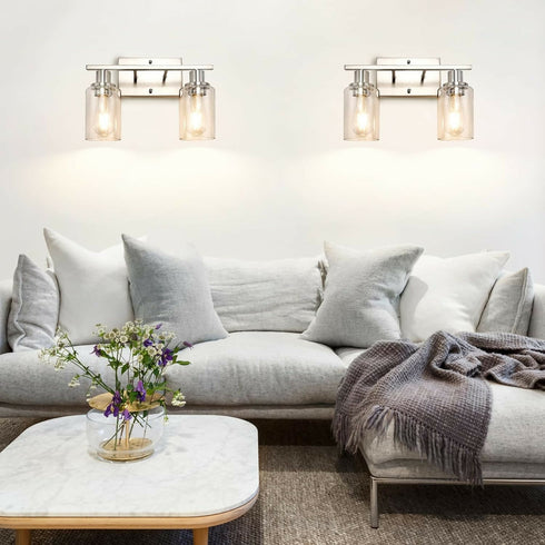 2-Light Modern Bathroom Light Fixtures Vanity Lights Brushed Nickel