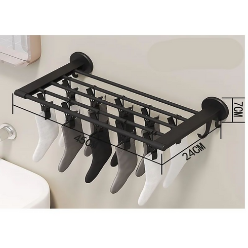 Multi-Functional Wall Mounted Towel Hanger Holder Rack-black