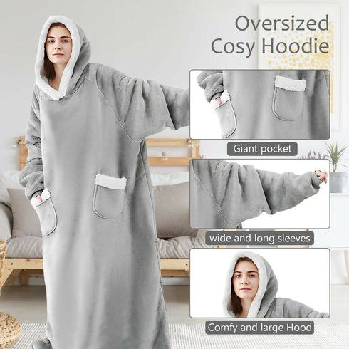 Oversized Sherpa Hoodie Blanket for Women and Men