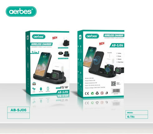 AB-SJ06 Wireless Charger For IOS, iWatch, Air pods, Android 3 In 1 25W