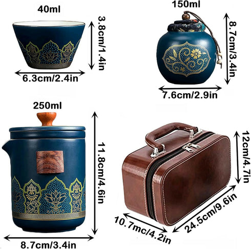 Portable Travel Tea Set with Suitcase