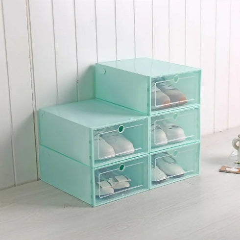 6Pcs Shoe Storage Box, White Removable Stackable Shoe Organizer
