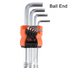 9pcs Hex Key Wrench Set Allen L Double-End Screwdriver Ball Star
