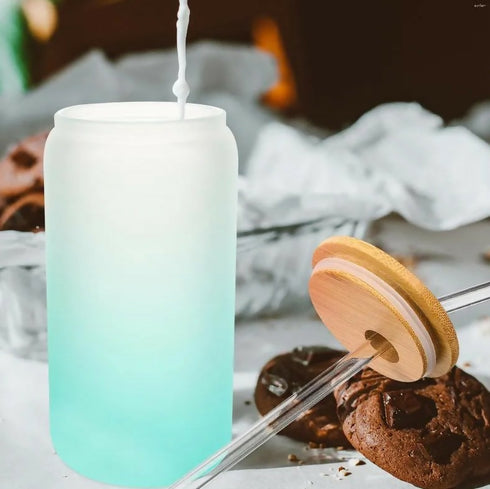 Multi-Functional Glass Cup With Bamboo Lid And Straw