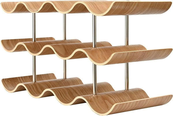 3 Tier Wooden Wave Wine Rack