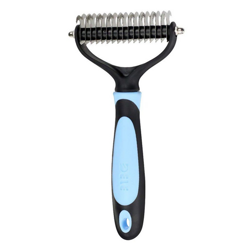 Double Sided Pet Dematting Comb for Large Dogs - Blue